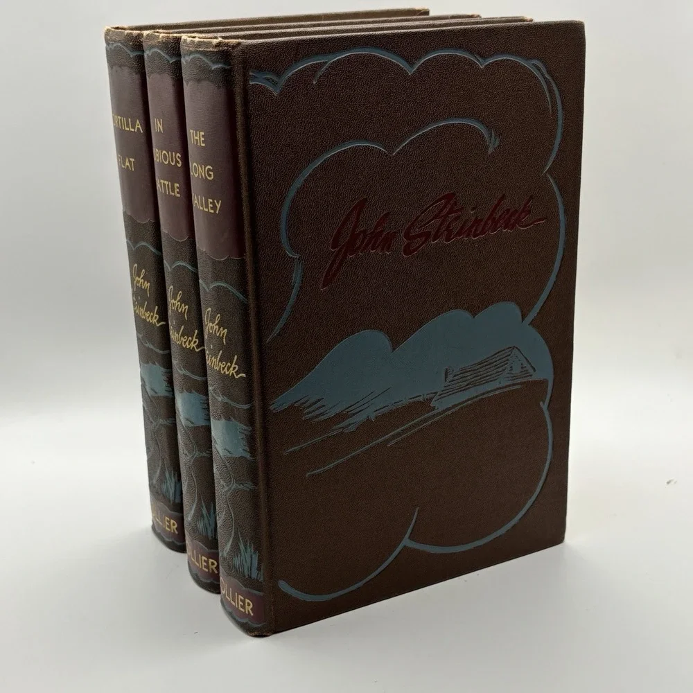John‎ Steinbeck Books 3 The Long Valley Tortilla Flat In Dubious Battle Collier